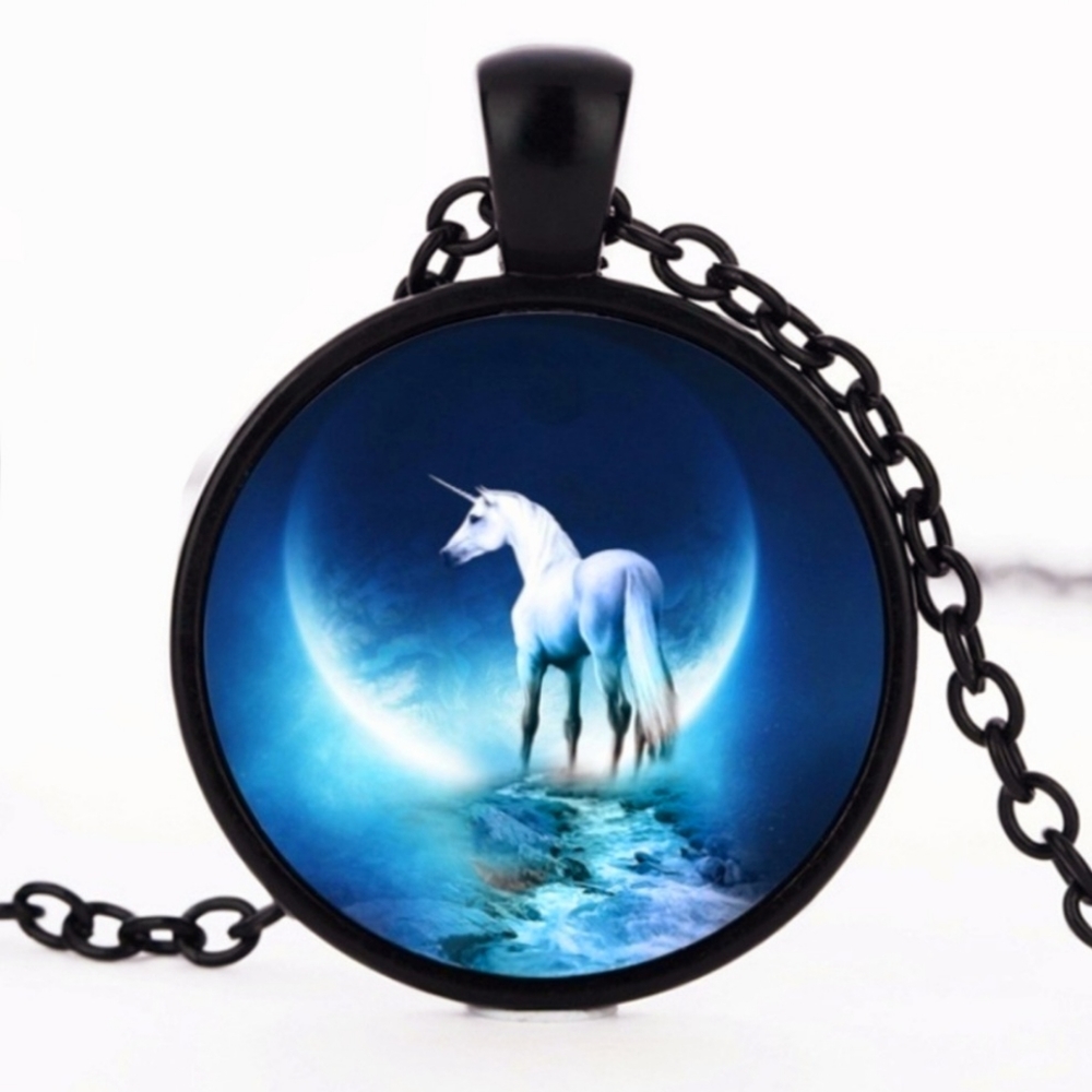 Unicorn Glass Pendant Necklace
